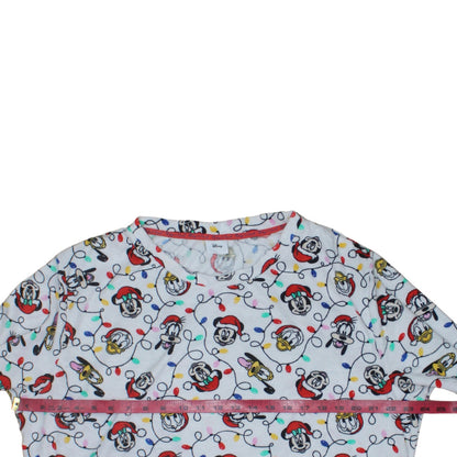 Disney Tu Womens White Christmas Mickey & Friends Long Sleeve Pyjama Top Size 20