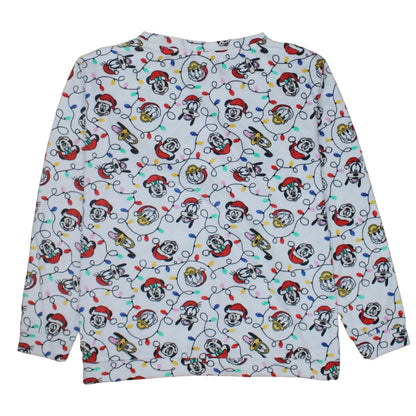 Disney Tu Womens White Christmas Mickey & Friends Long Sleeve Pyjama Top Size 20