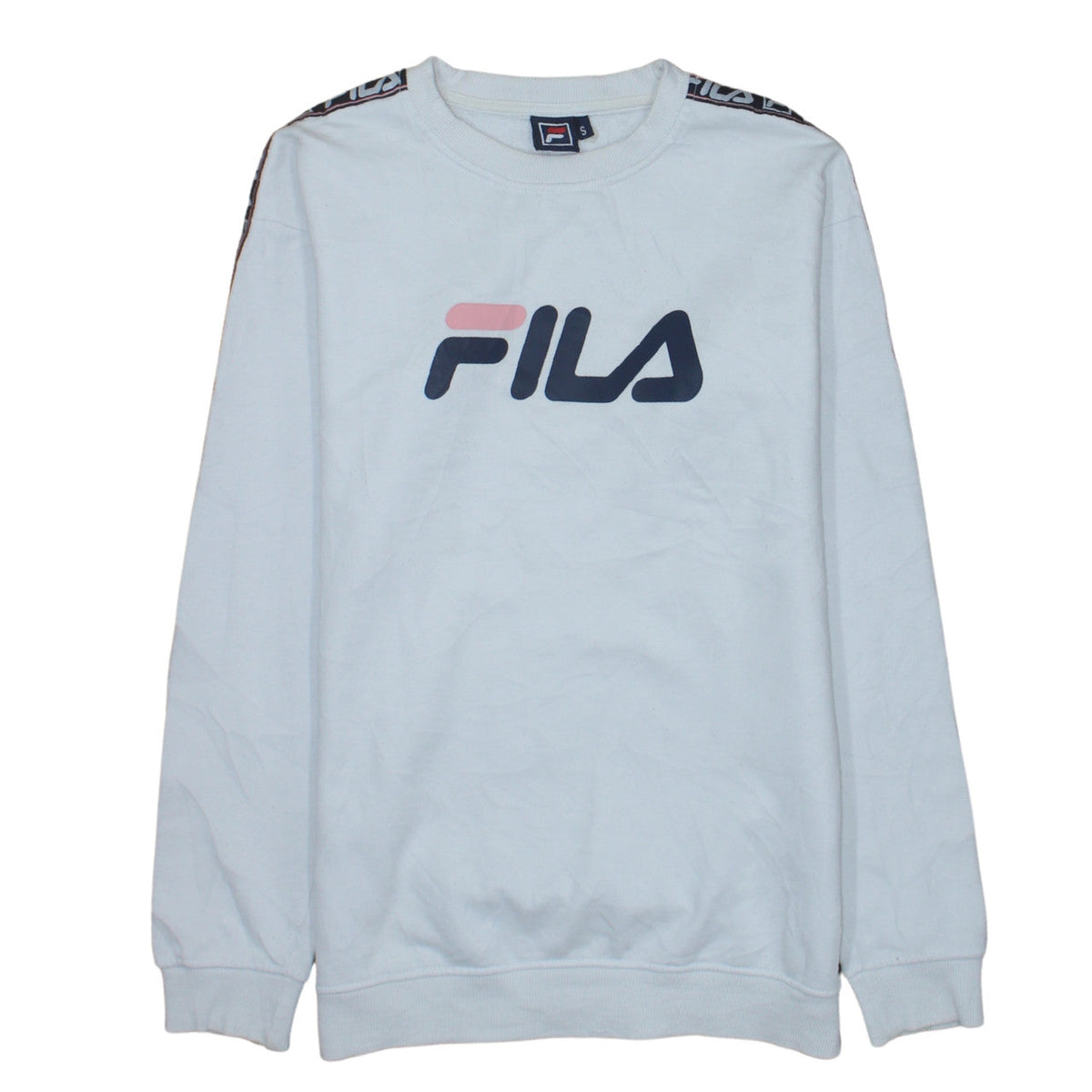 Fila Mens White Crew Neck Logo Sweatshirt Size S