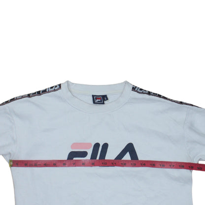 Fila Mens White Crew Neck Logo Sweatshirt Size S