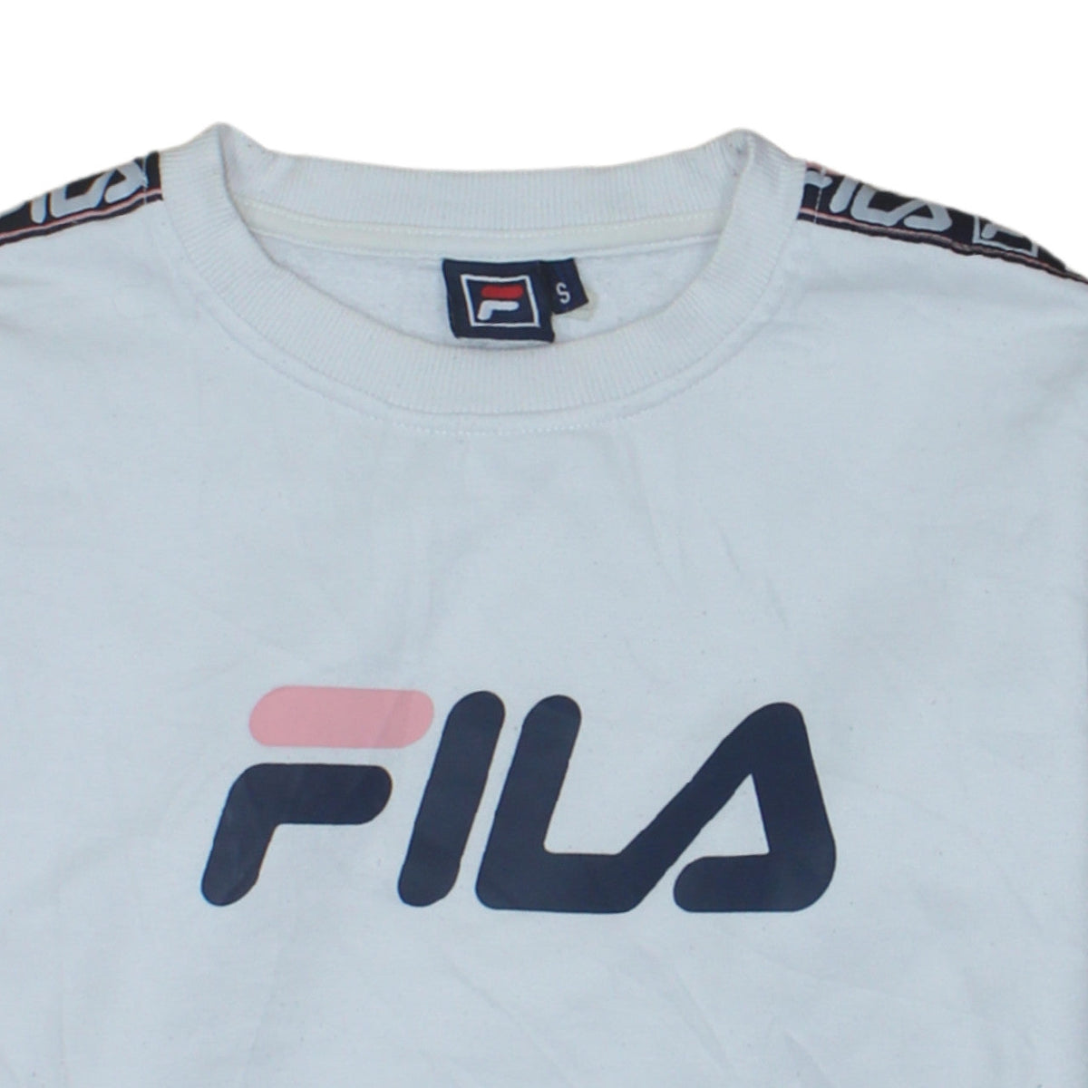 Fila Mens White Crew Neck Logo Sweatshirt Size S