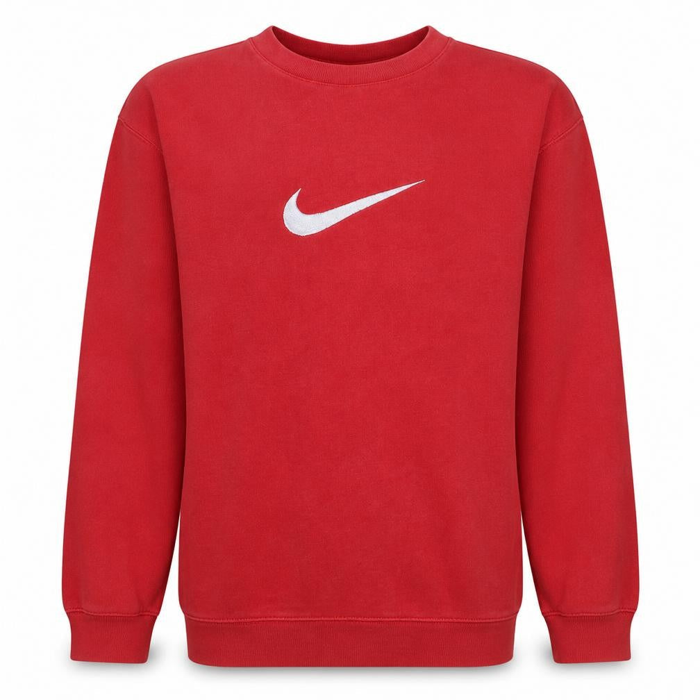 Nike Boys Red Pullover Crew Neck Sweatshirt Size 13-14 Years Logo Fleece