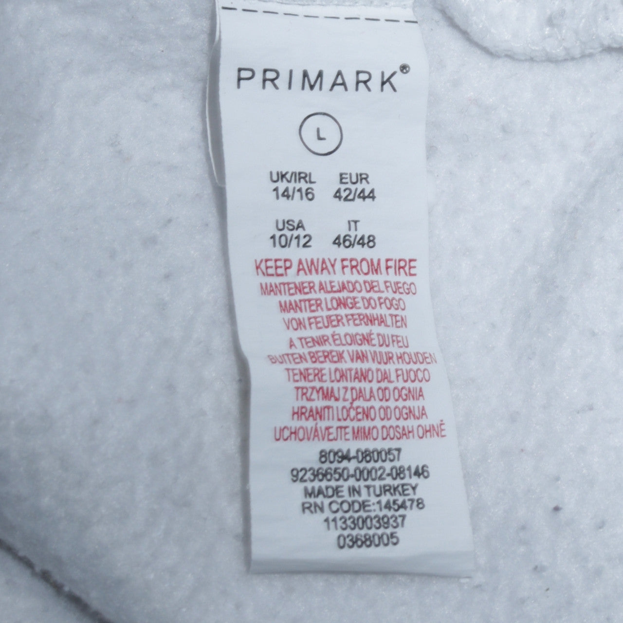 Womens UK Size L Primark White Pullover Sweatshirt