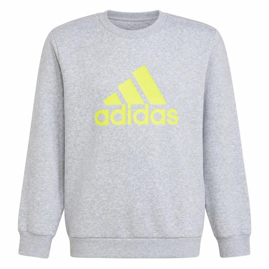 Front view of Adidas boys’ grey pullover sweatshirt 13-14 years logo fleece jumper