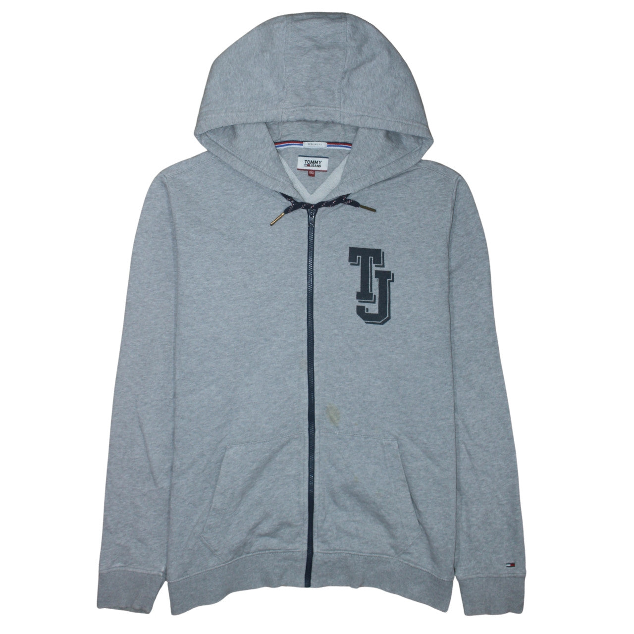 Mens UK Size 2XL Tommy Jeans Grey Full Zip Hoodie