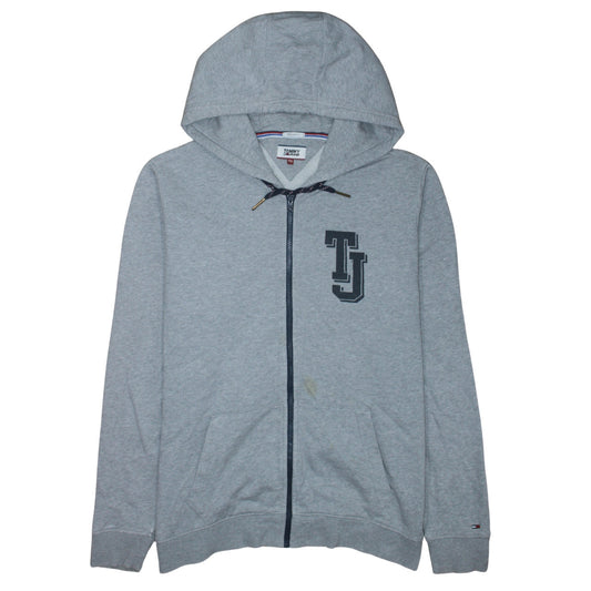 Mens UK Size 2XL Tommy Jeans Grey Full Zip Hoodie