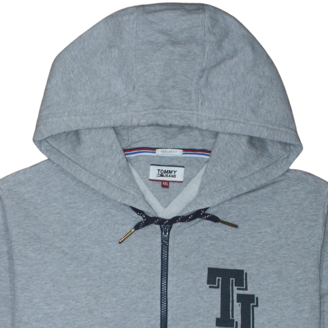 Mens UK Size 2XL Tommy Jeans Grey Full Zip Hoodie