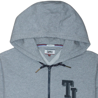 Mens UK Size 2XL Tommy Jeans Grey Full Zip Hoodie