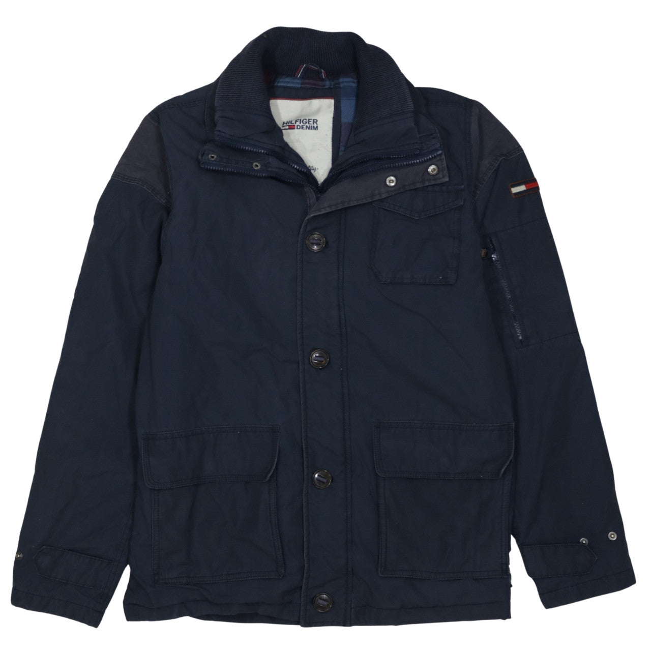 Mens UK Size L Hilfiger Denim Blue Military Jacket