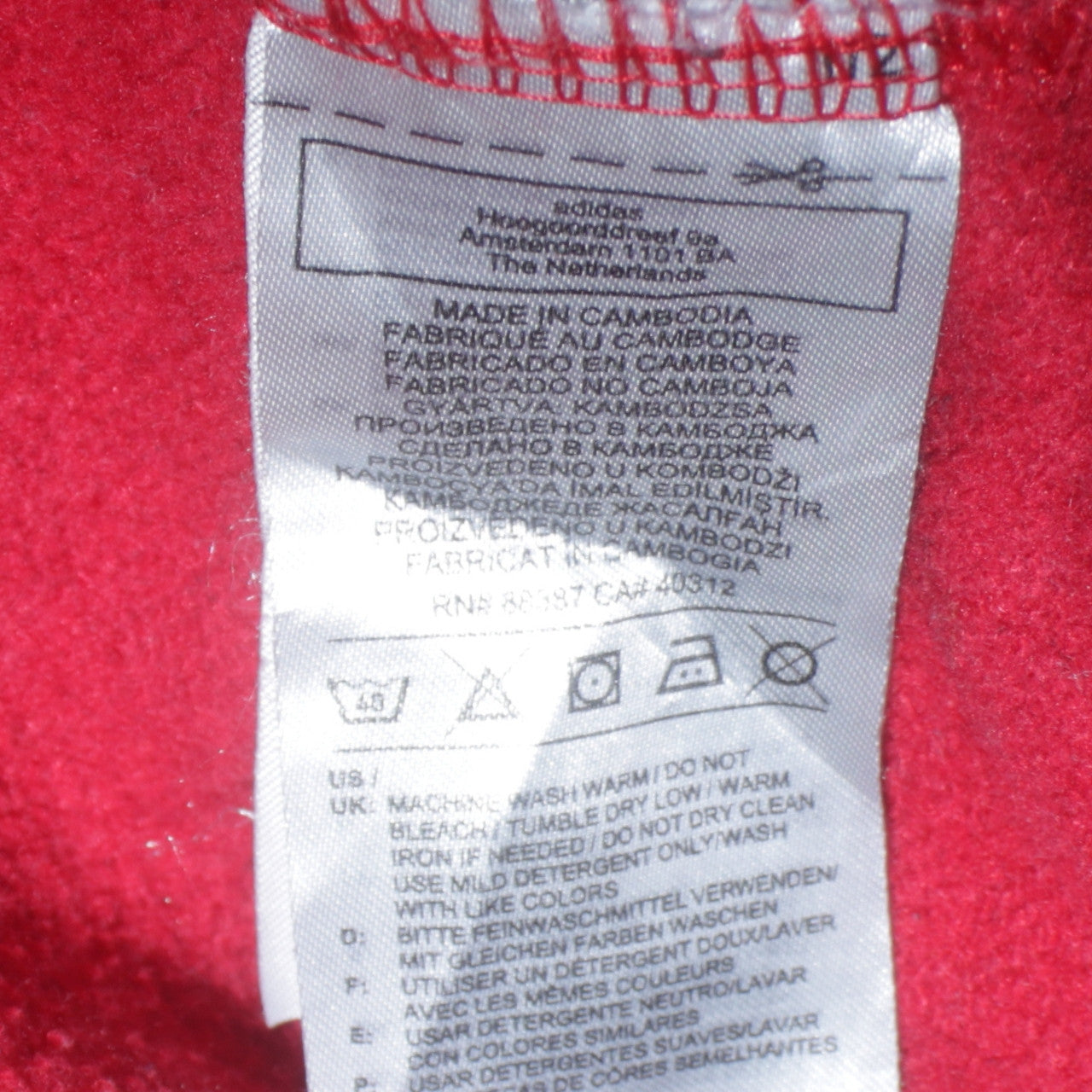 Mens UK Size L adidas Red Pullover Hoodie