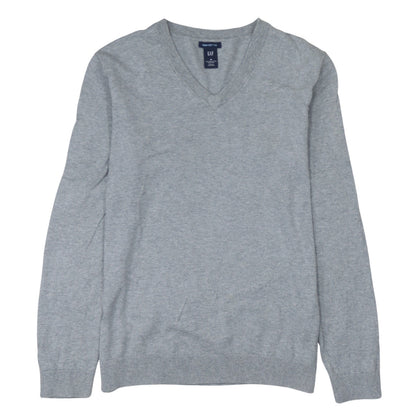 GAP Women’s Grey V-Neck Long Sleeve Pima Cotton Jumper Size M