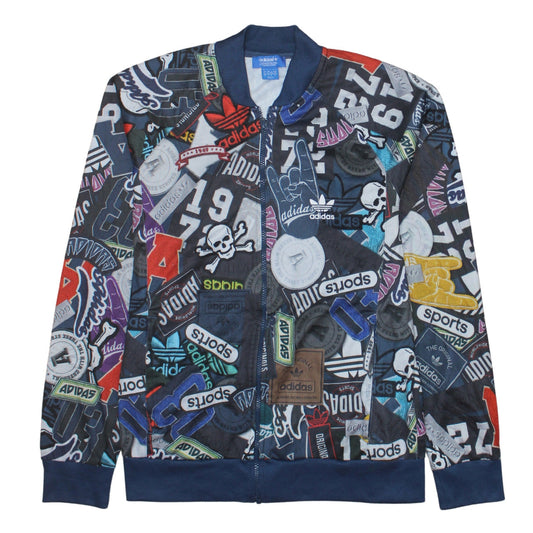 Adidas Men's Multicoloured Logo Track Jacket Size L Polyester Full Zip