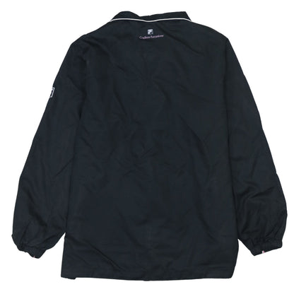 FILA Womens Black Windbreaker Jacket L Full Zip Sports Style