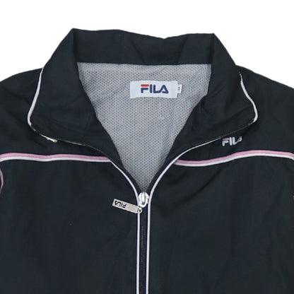 FILA Womens Black Windbreaker Jacket L Full Zip Sports Style