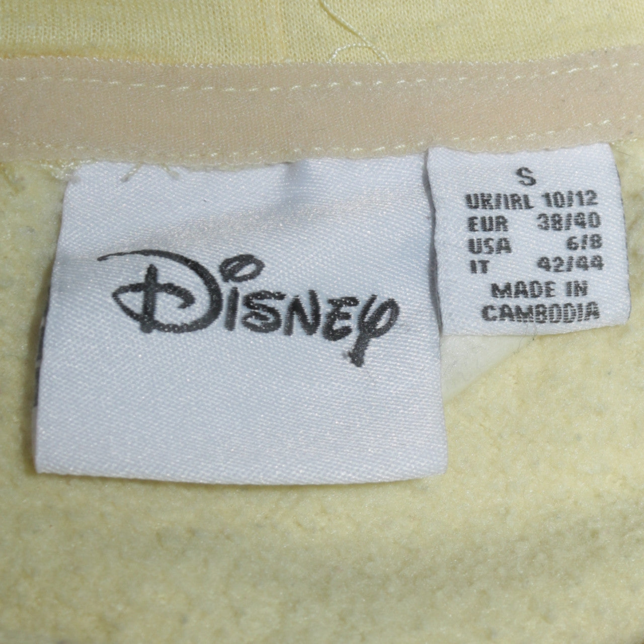 Womens UK Size S Disney Yellow Pullover Hoodie
