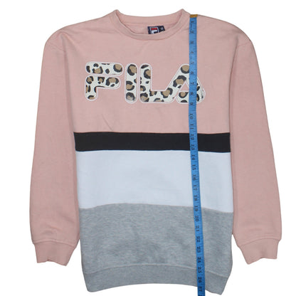 Womens UK Size M FILA Pink Pullover Sweatshirt