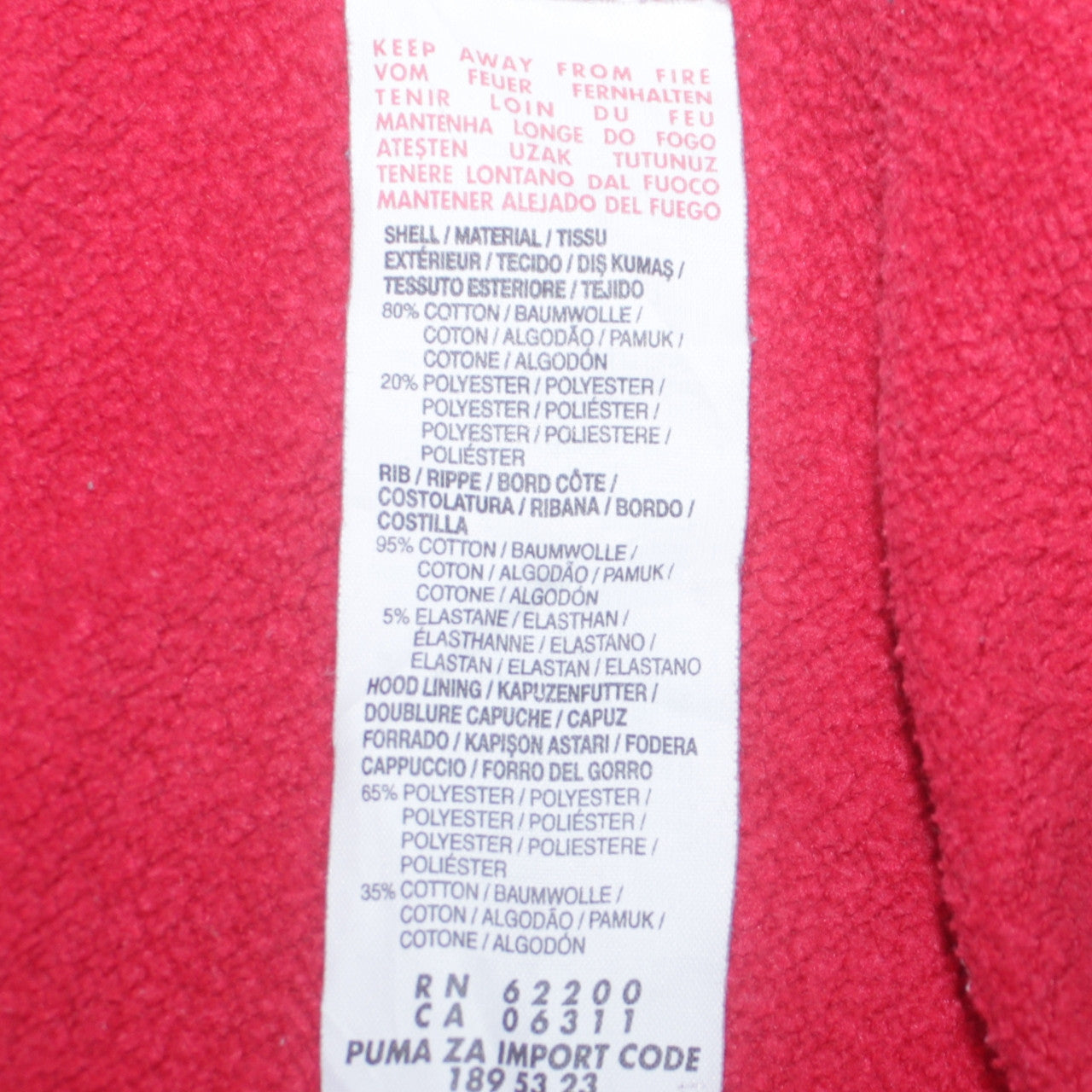 Mens UK Size XL PUMA Red Pullover Hoodie
