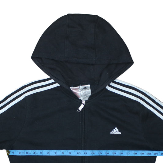 adidas Boys Black Full Zip Hoodie 16 Years Fleece Sports Sweatshirt