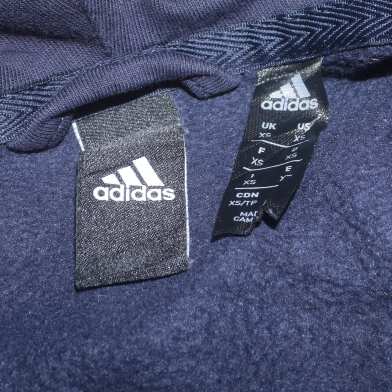Mens UK Size XS adidas Blue Full Zip Hoodie