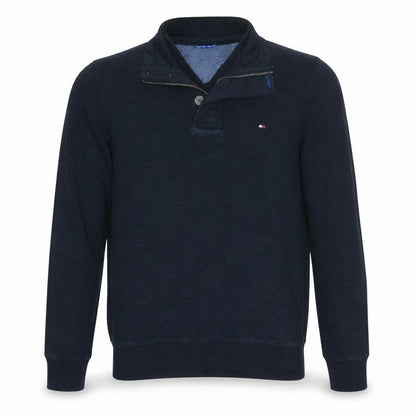 Tommy Hilfiger Men's Blue Collared 1/4 Zip Cotton Jumper XS