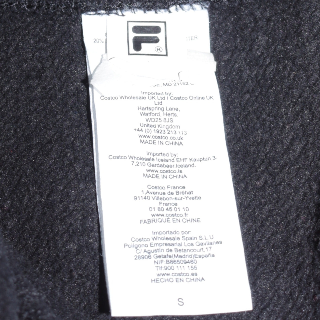 Mens UK Size S FILA Black Pullover Hoodie