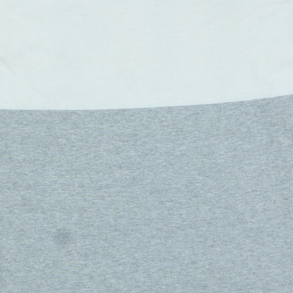 Adidas Men's Grey White Colourblock Long Sleeve V-Neck Shirt M