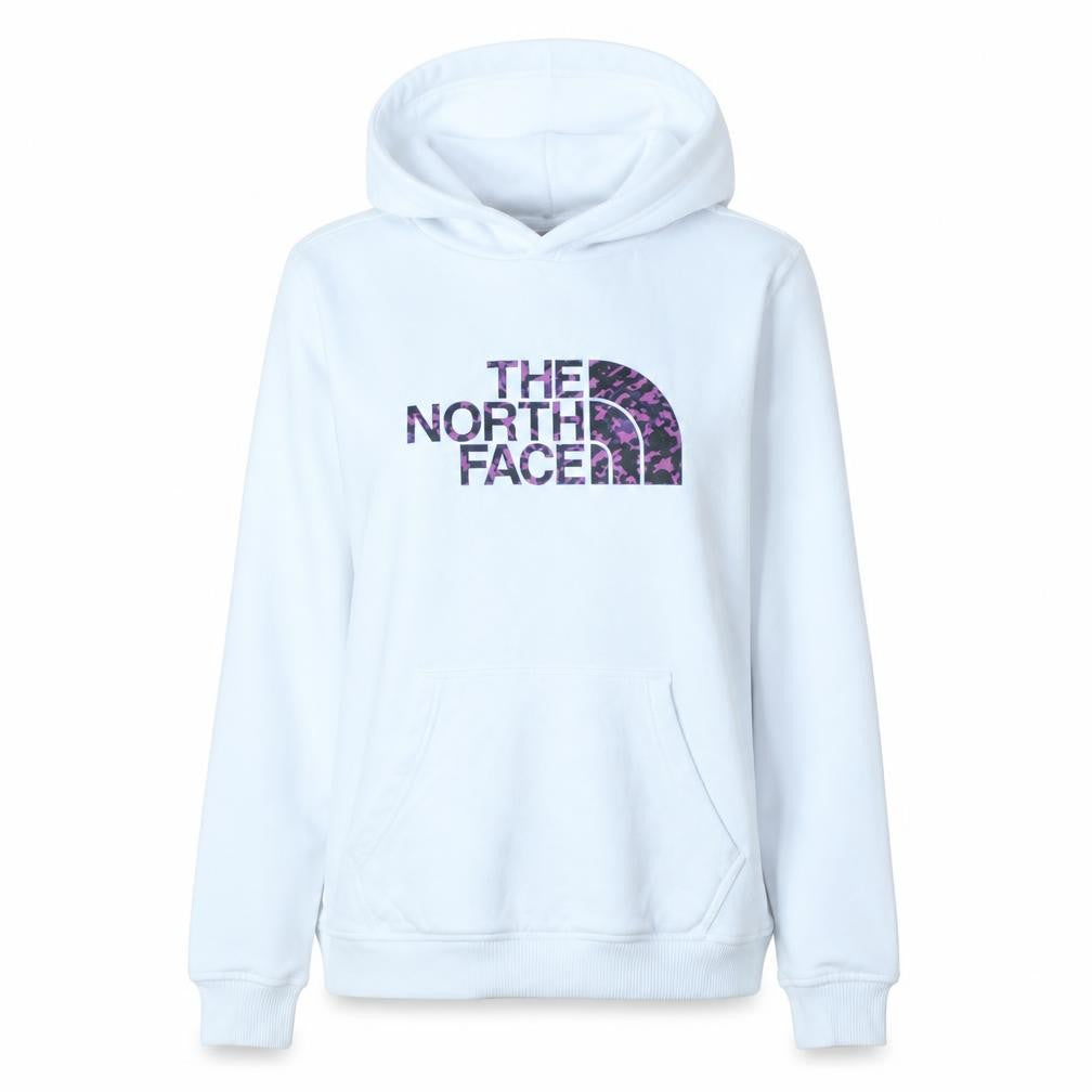 The North Face Girls White XL Pullover Hoodie with Purple Logo