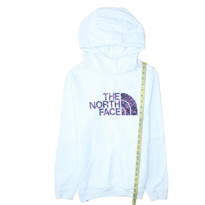 The North Face Girls White XL Pullover Hoodie with Purple Logo