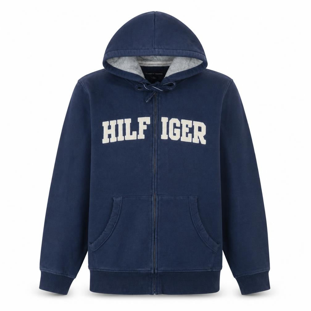 Mens UK Size L Tommy Hilfiger Blue Full Zip Hoodie