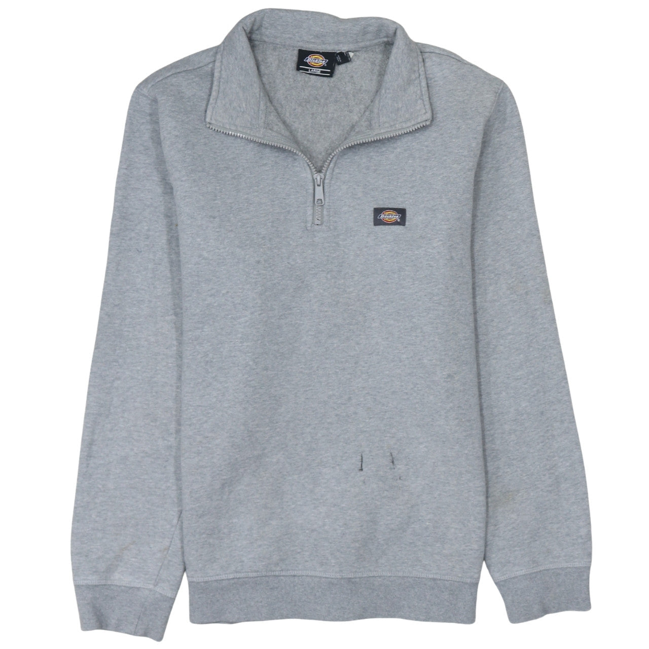 Mens UK Size L Dickies Grey 1/4 Zip Sweatshirt