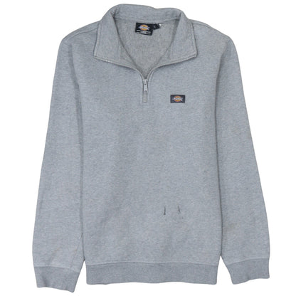 Mens UK Size L Dickies Grey 1/4 Zip Sweatshirt