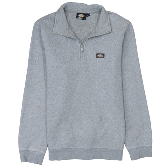 Mens UK Size L Dickies Grey 1/4 Zip Sweatshirt