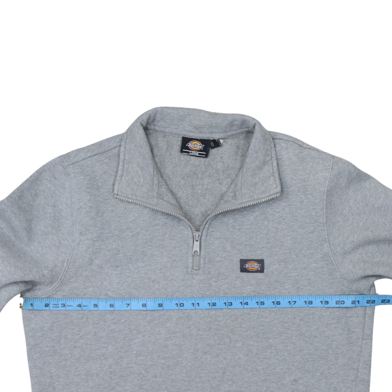 Mens UK Size L Dickies Grey 1/4 Zip Sweatshirt