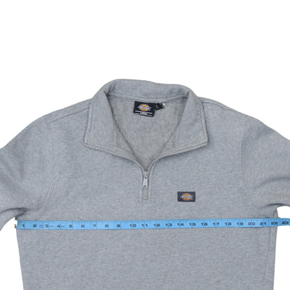 Mens UK Size L Dickies Grey 1/4 Zip Sweatshirt
