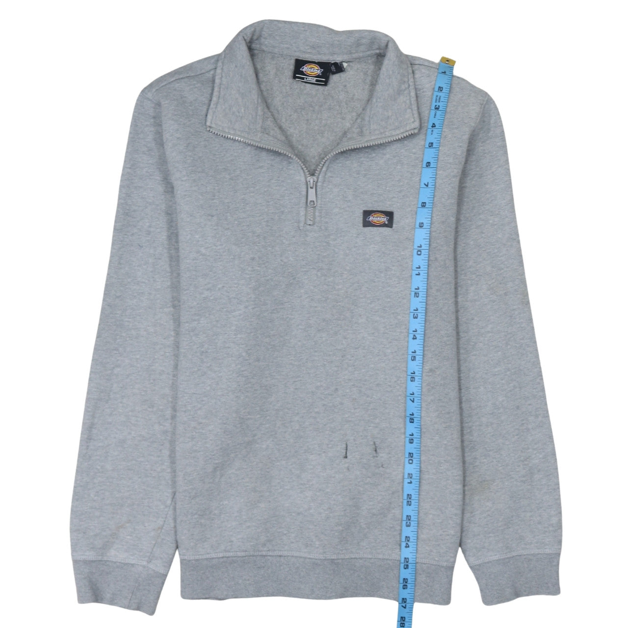 Mens UK Size L Dickies Grey 1/4 Zip Sweatshirt