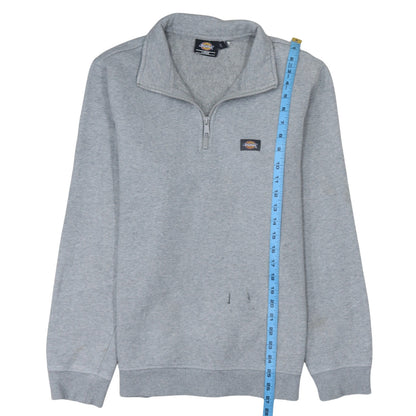 Mens UK Size L Dickies Grey 1/4 Zip Sweatshirt