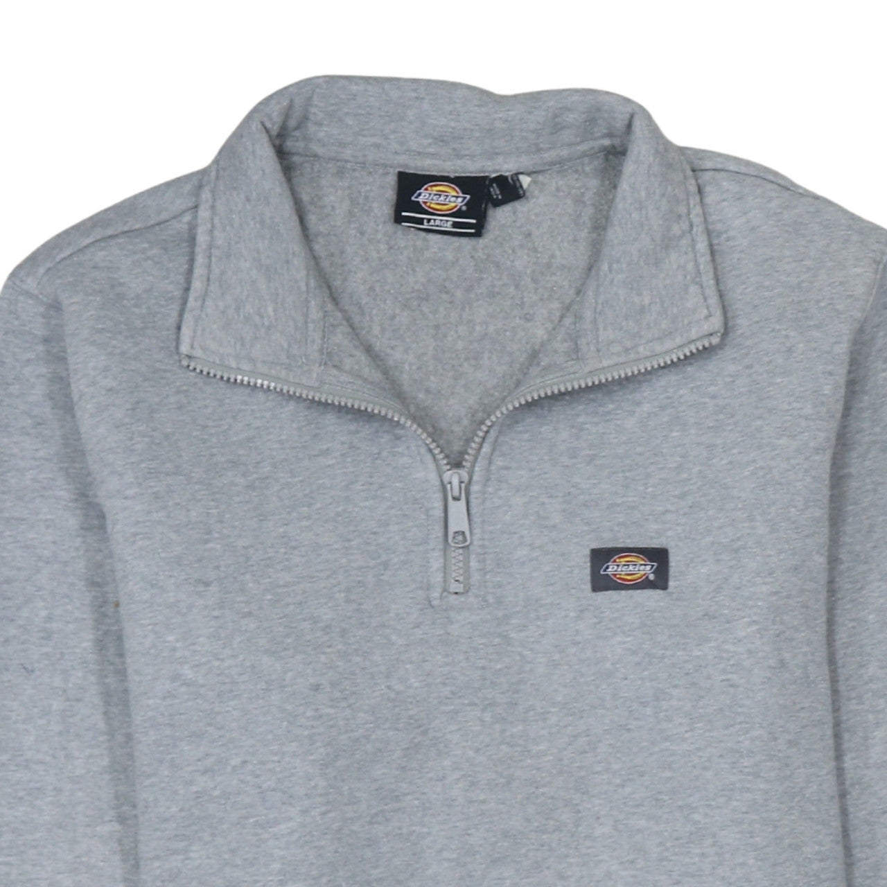 Mens UK Size L Dickies Grey 1/4 Zip Sweatshirt