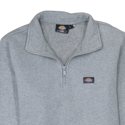Mens UK Size L Dickies Grey 1/4 Zip Sweatshirt