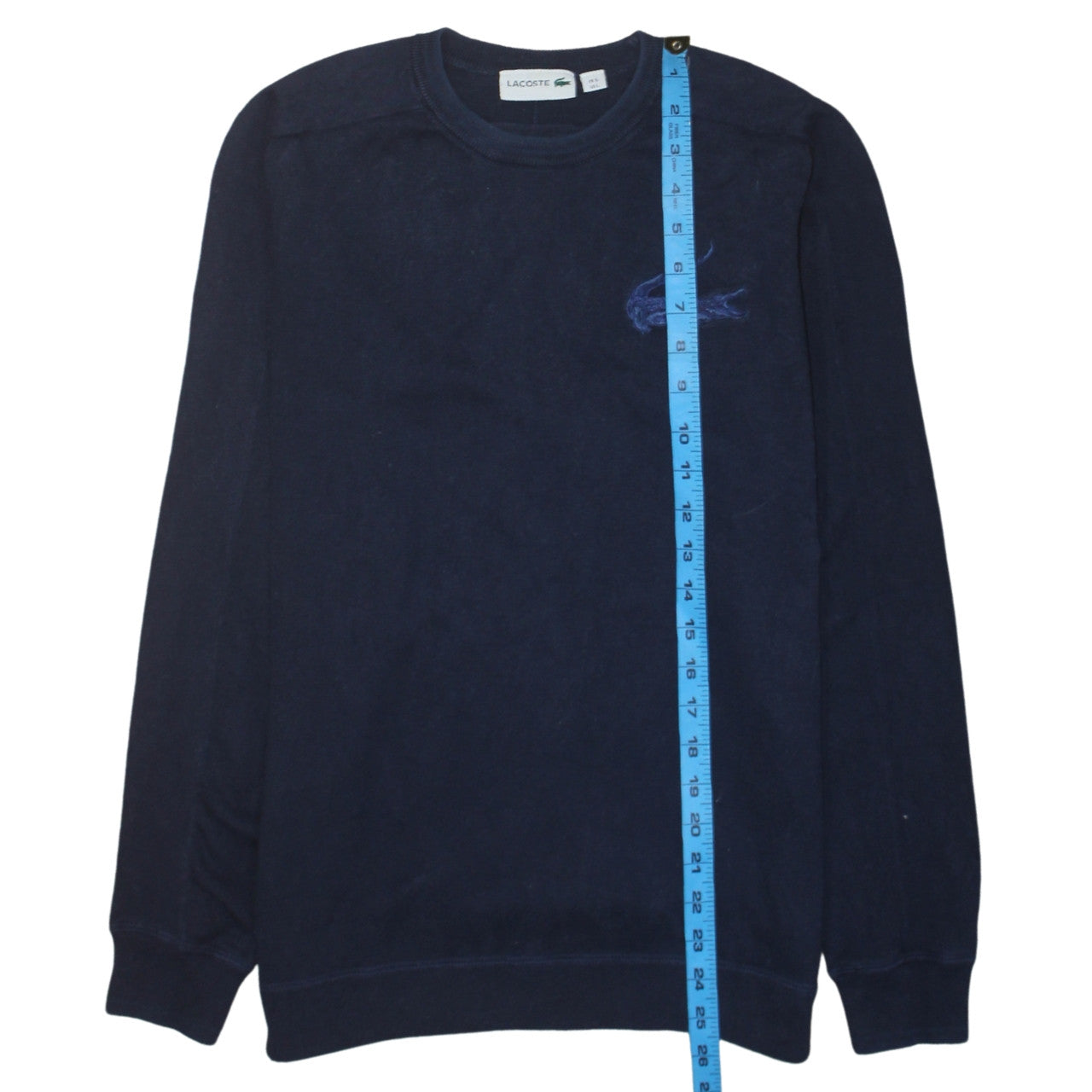 Lacoste Men's Blue Cotton Crew Neck Jumper Size L Classic Knit