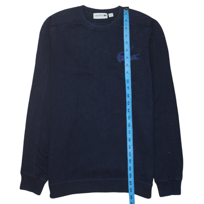 Lacoste Men's Blue Cotton Crew Neck Jumper Size L Classic Knit
