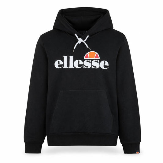 Front view of Ellesse Women's Black Pullover Hoodie UK 12 Cotton Blend Logo Design