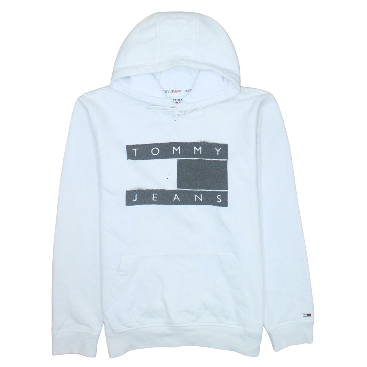 Mens UK Size L Tommy Jeans White Pullover Hoodie