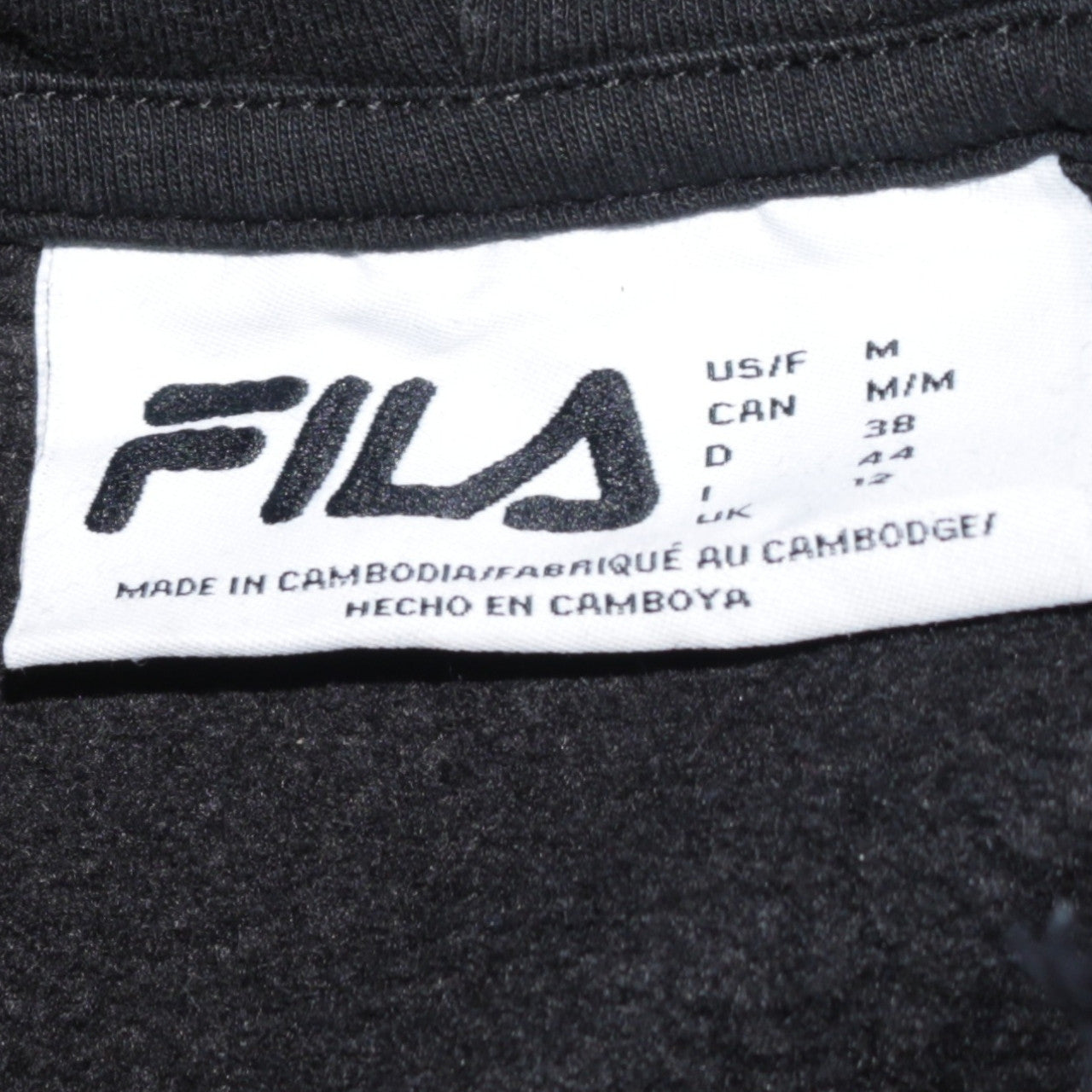 Mens UK Size M FILA Black Pullover Hoodie