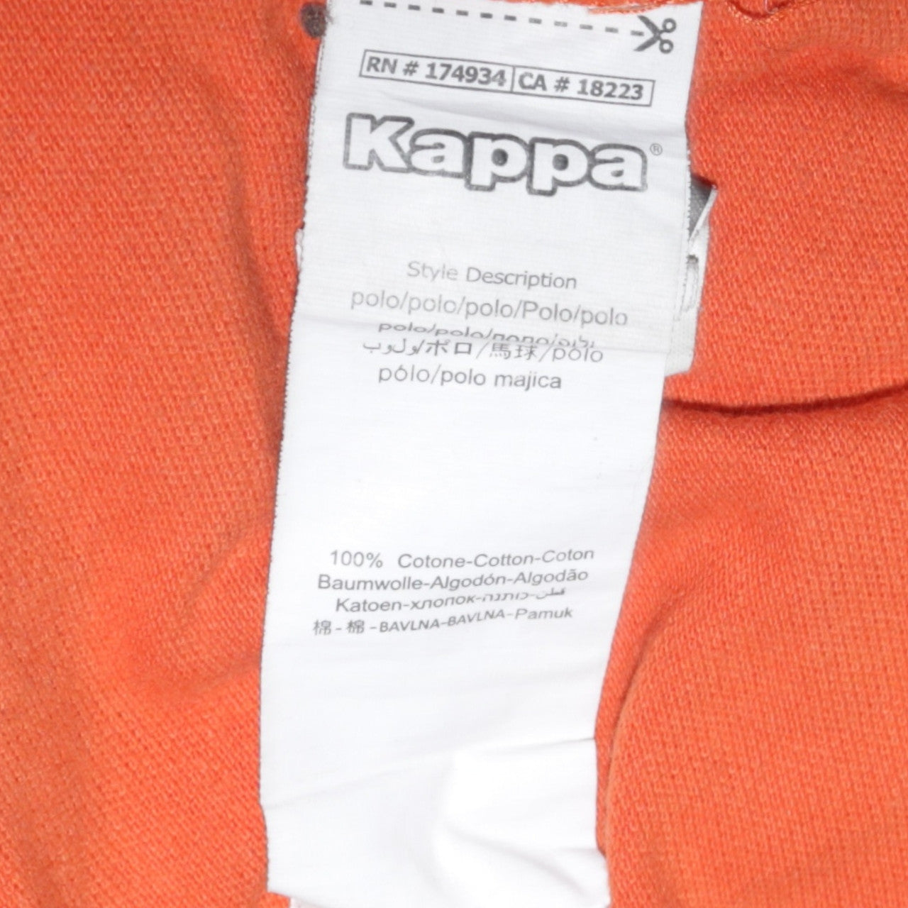 Mens UK Size L Kappa 100% Cotton Polo Shirt