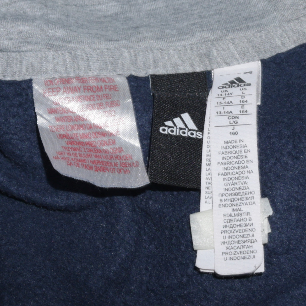 Boys UK Size 13-14 Years adidas Blue Full Zip Hoodie