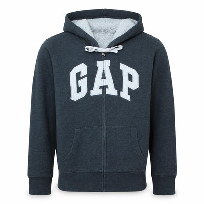 Gap Men's Grey Full Zip Fleece Lined Hoodie L