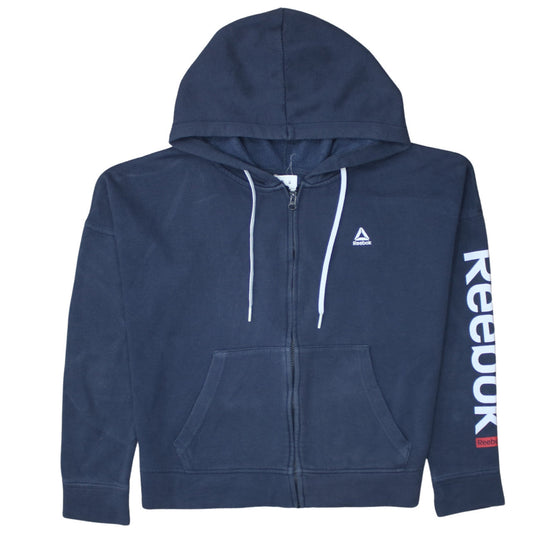 Womens UK Size M Reebok Blue Full Zip Hoodie