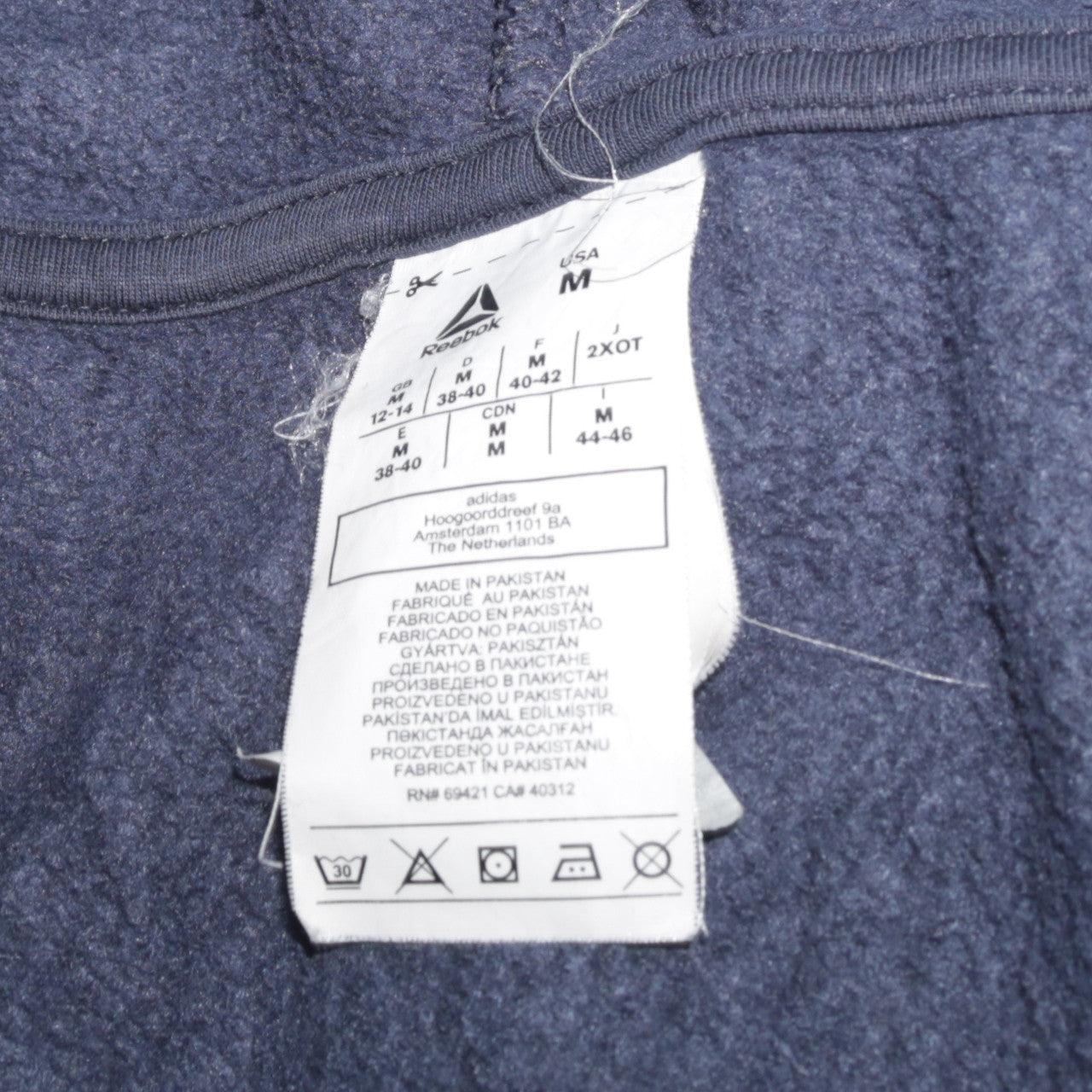Womens UK Size M Reebok Blue Full Zip Hoodie