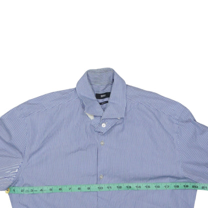 Hugo Boss Men's Blue Striped Slim Fit Long Sleeve Shirt Size L