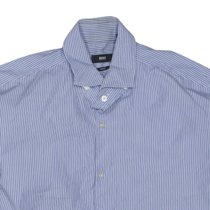 Hugo Boss Men's Blue Striped Slim Fit Long Sleeve Shirt Size L